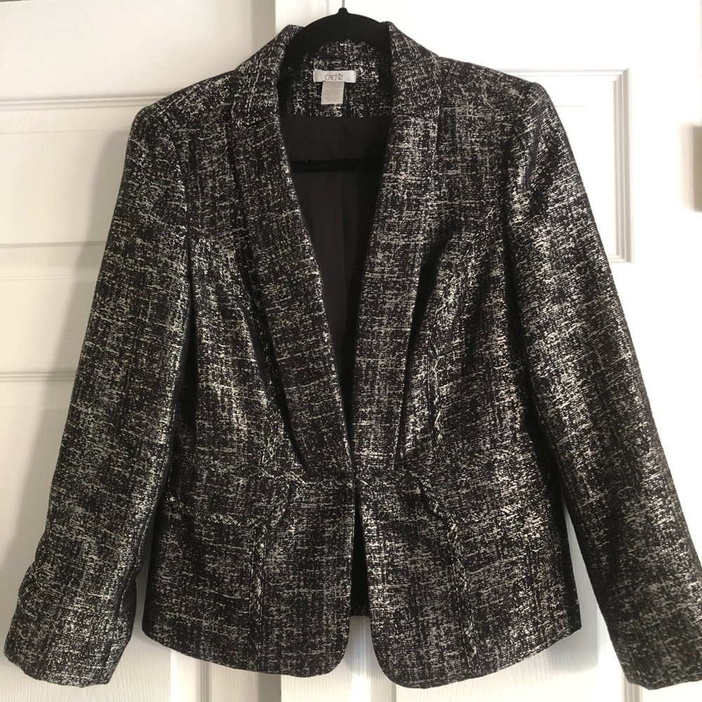 Cache black and silver blazer size 8
